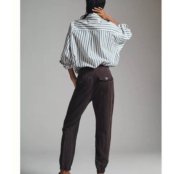 NWT By Anthropologie Slouchy Aviator Pants Carbon Brown Size 14 - Picture 5 of 15